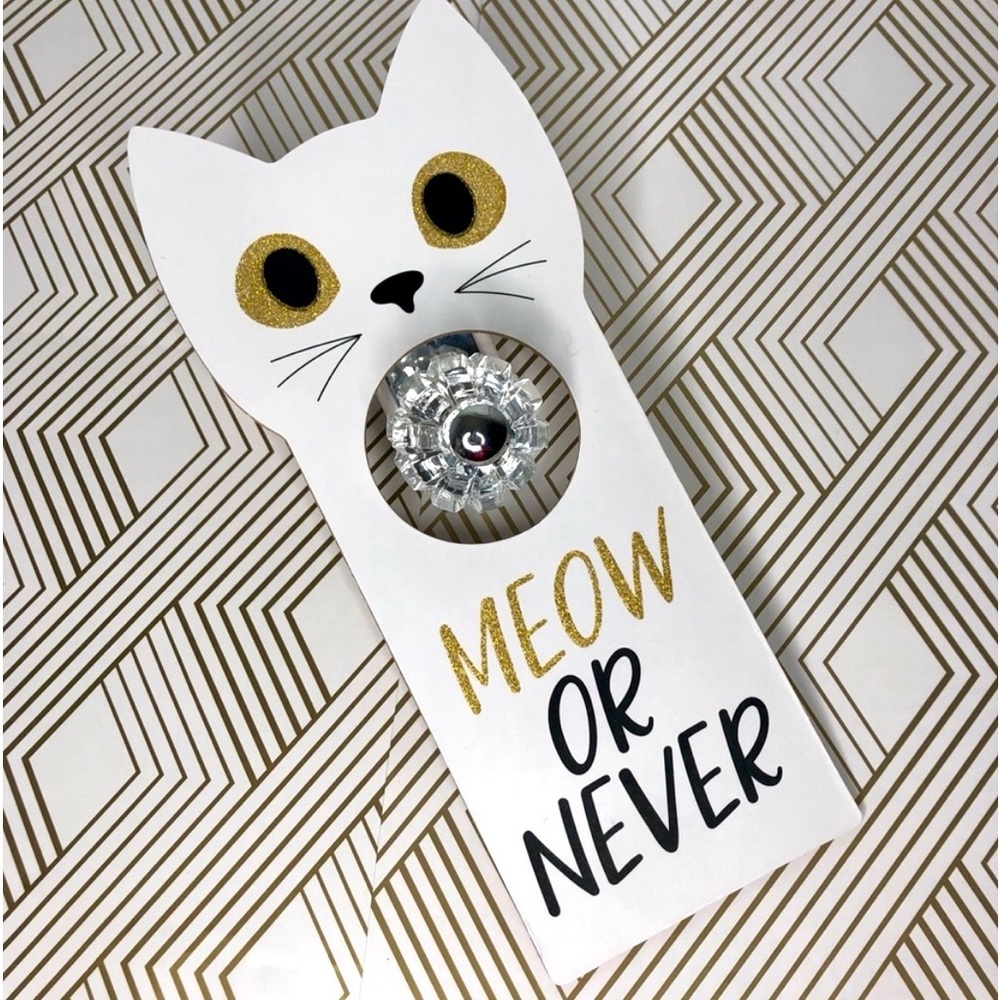 MEOW‎ or NEVER Kitty Cat Lover Wooden Door Hanger NEW!